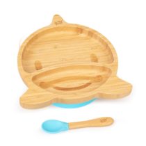 Klarstein Detská jedálenská súprava, bambusový tanier a lyžička, 250 ml, vrátane prísavky, 18 × 18 c...